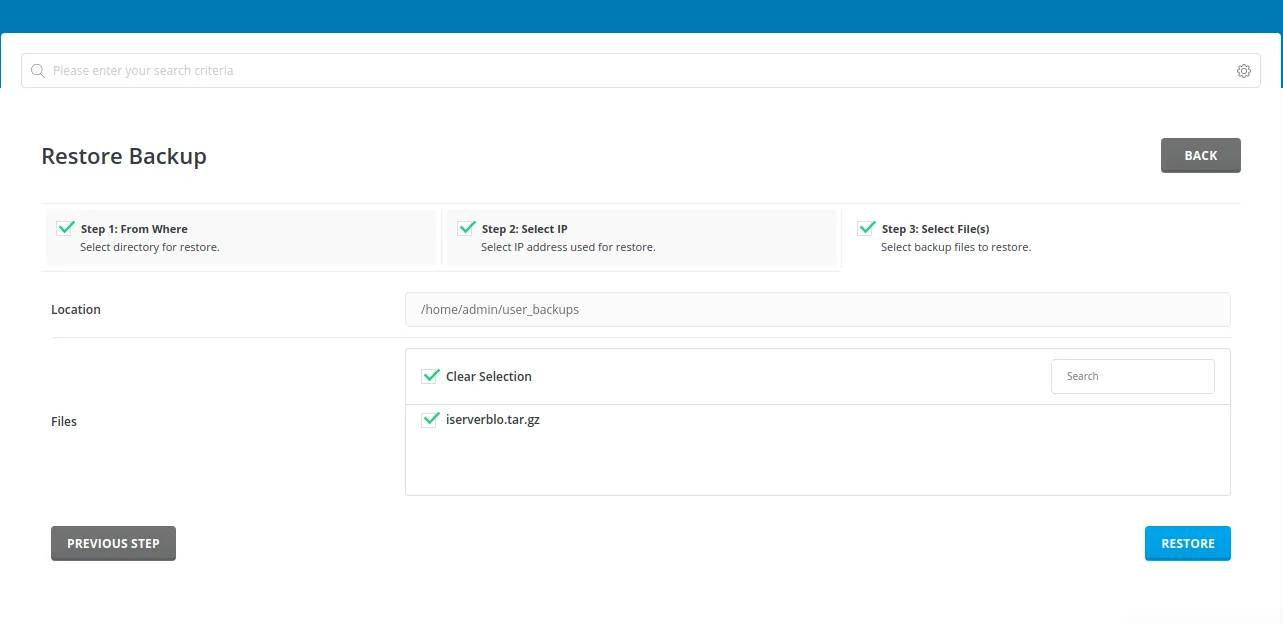 cPanel to DirectAdmin Migration configuration example