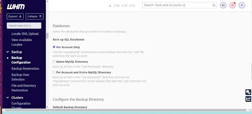 How to Configure Backup for WHM/cPanel configuration example