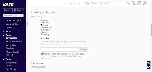 Steps configure backup for WHM/cPanel