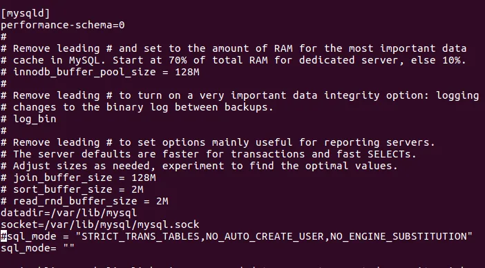 disable strict sql_mode on a linux server