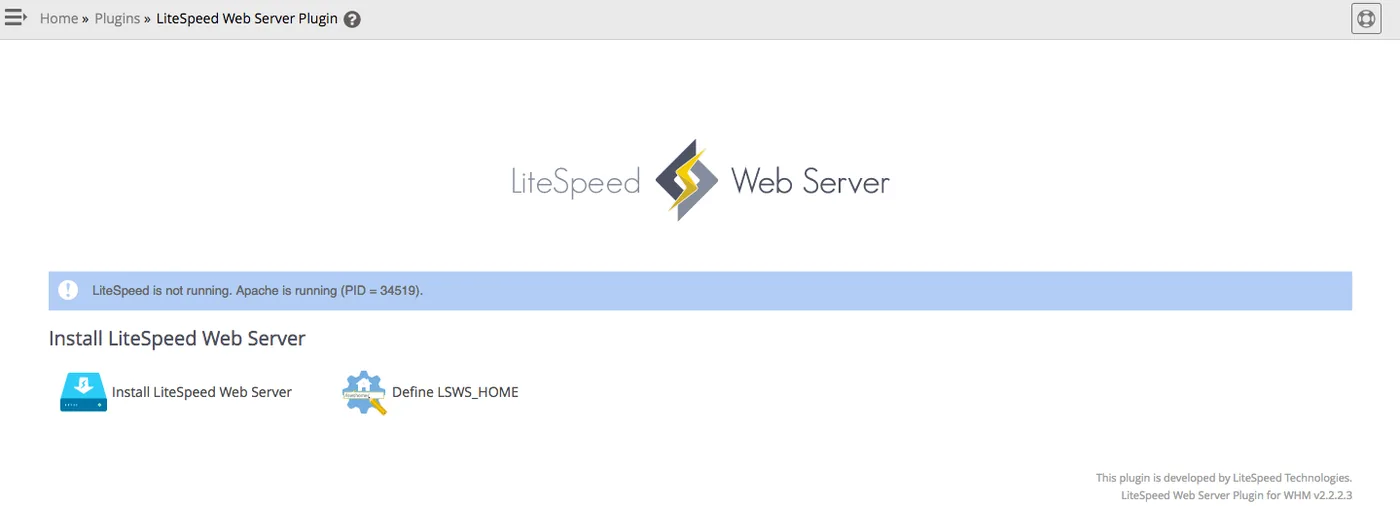 Install litespeed web server on cPanel