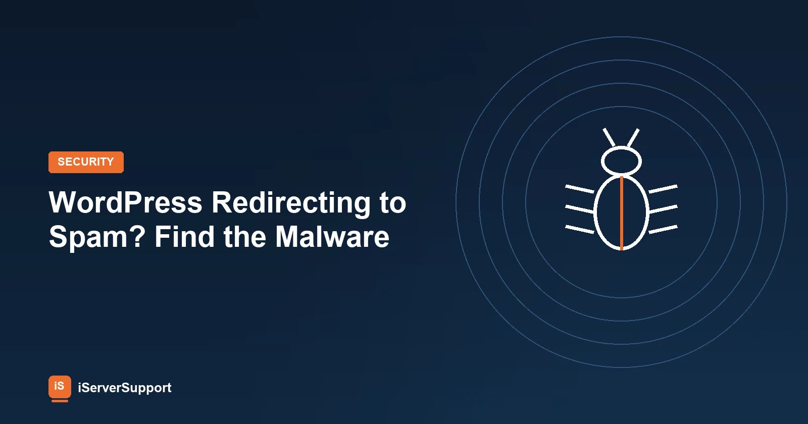Bug icon representing malware hidden inside a hacked WordPress site