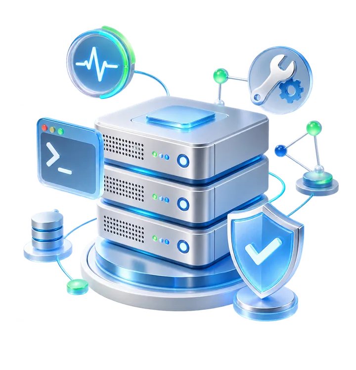 Linux server management with monitoring, maintenance and security protection