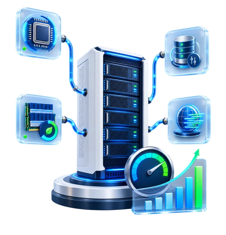Server optimization service tuning processor, memory, database and web performance