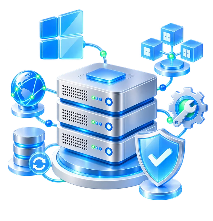 Windows Server management with monitoring, maintenance, virtualisation and security