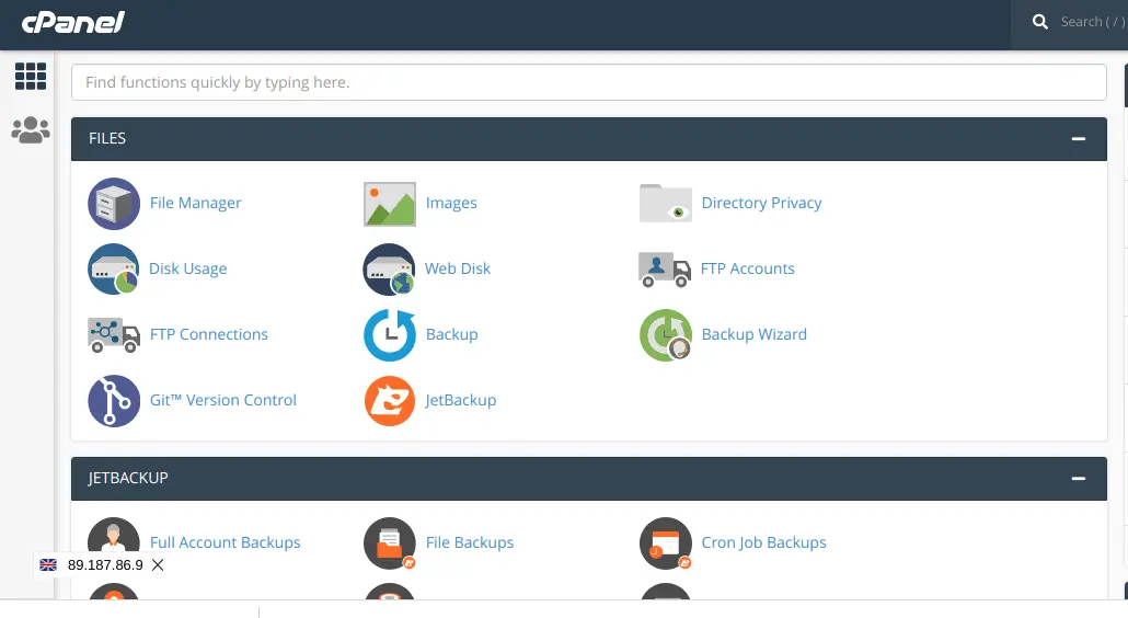 cpanel home